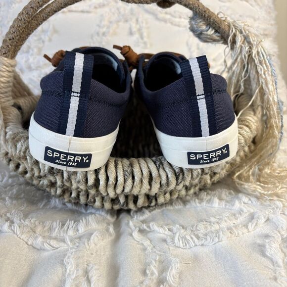 Sperry Navy Canvas Lace-Up Sneakers | Memory Foam | Women’s 7.5 - Picture 2 of 12